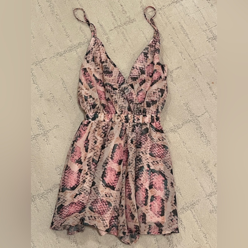 Mumu pink snake print romper